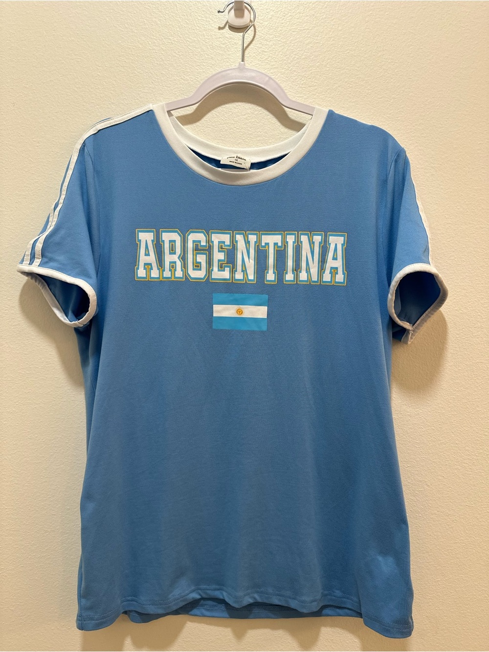 Free Kisses Argentina Ringer T Shirt 1X Green White Retro Soccer Futbol Y2K